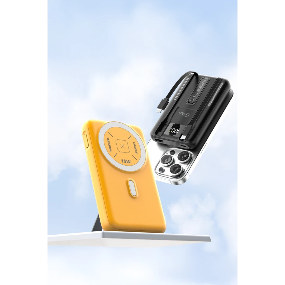 Joko J39 10.000 mAh 20W PD Dahili Kablolu Magsafe Powerbank - Turuncu