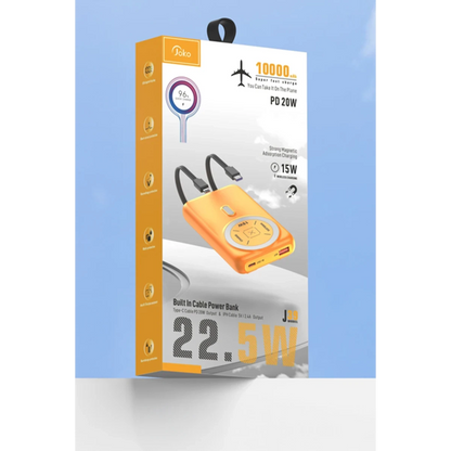 Joko J39 10.000 mAh 20W PD Dahili Kablolu Magsafe Powerbank - Turuncu
