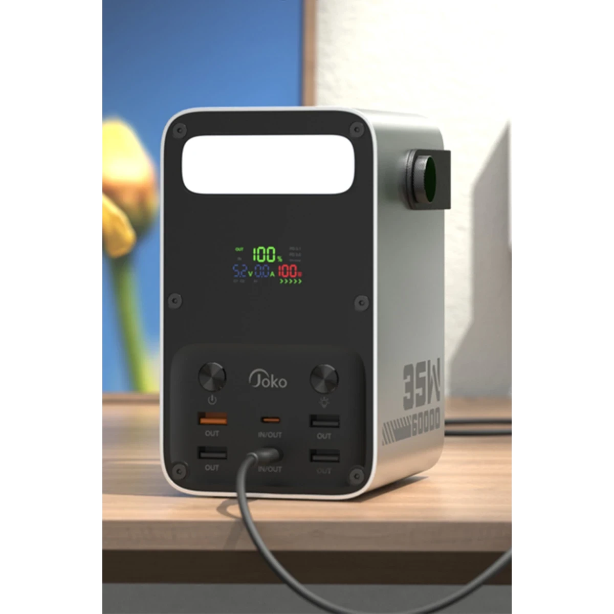 Joko J51 60.000 mAh Dijital Sarj Göstergeli Led Işıklı 35W PD Powerbank - Gümüş