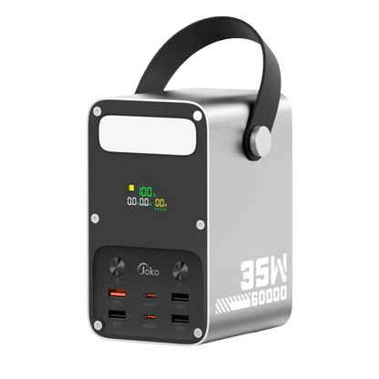 Joko J51 60.000 mAh Dijital Sarj Göstergeli Led Işıklı 35W PD Powerbank - Gümüş