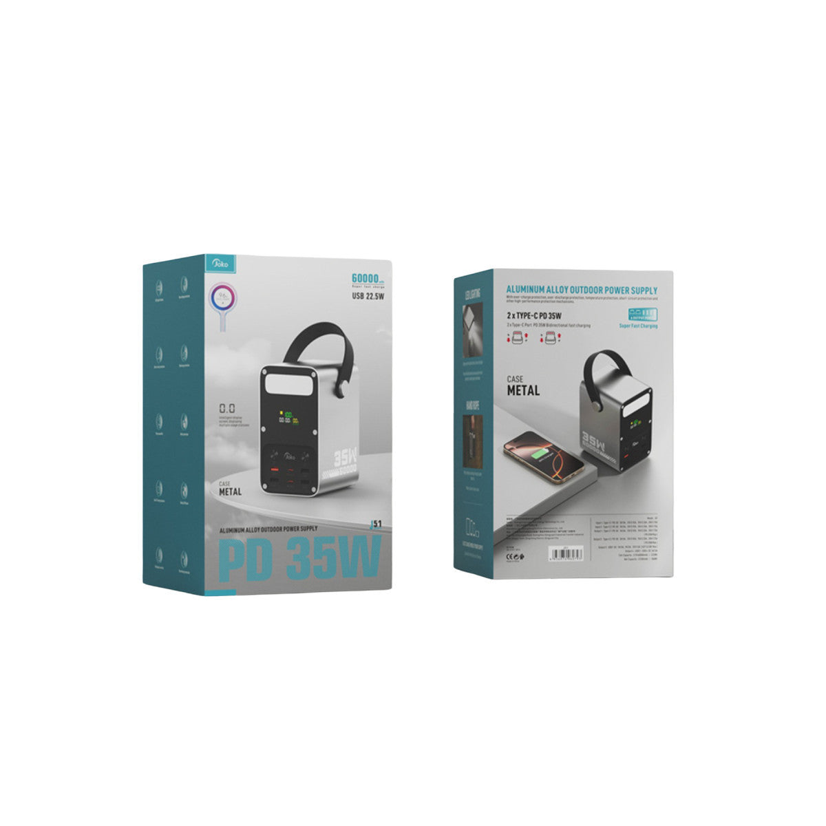 Joko J51 60.000 mAh Dijital Sarj Göstergeli Led Işıklı 35W PD Powerbank