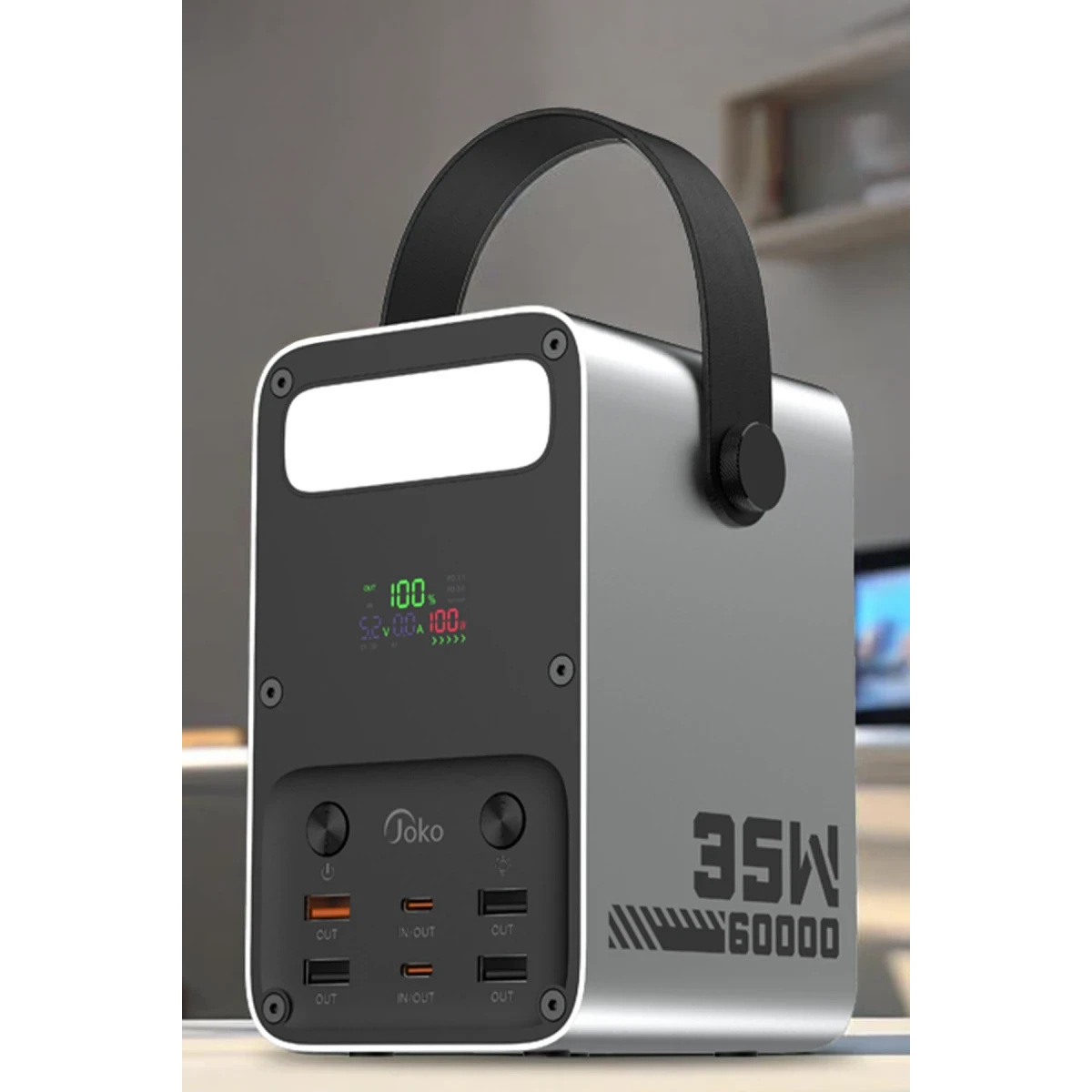 Joko J52 80.000 mAh Dijital Şarj Göstergeli Led Işıklı 35W PD Powerbank - Gümüş