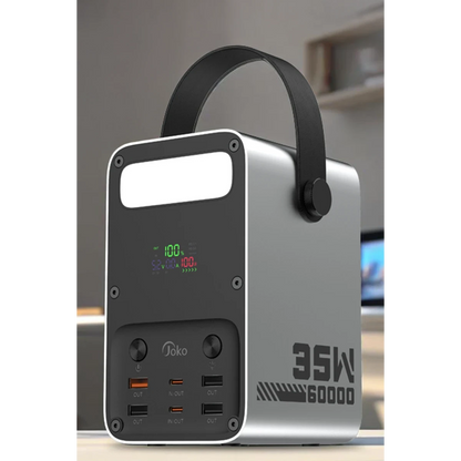 Joko J52 80.000 mAh Dijital Şarj Göstergeli Led Işıklı 35W PD Powerbank - Gümüş