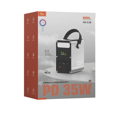 Joko J52 80.000 mAh Dijital Şarj Göstergeli Led Işıklı 35W PD Powerbank - Gümüş