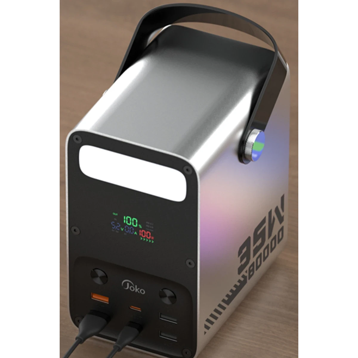 Joko J52 80.000 mAh Dijital Şarj Göstergeli Led Işıklı 35W PD Powerbank - Gümüş