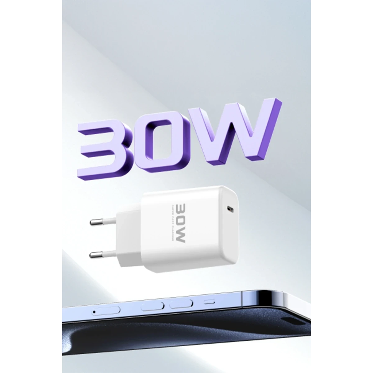 Joko JK89 30W Type-C Çıkışlı Ekstra DC66 1M Type-C to Lightning  Kablolu PD Şarj Cihazı - Beyaz