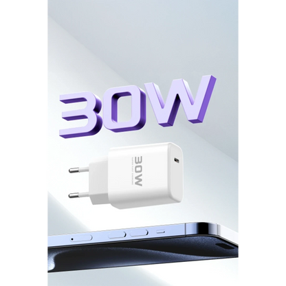 Joko JK89 30W Type-C Çıkışlı Ekstra DC66 1M Type-C to Lightning  Kablolu PD Şarj Cihazı - Beyaz