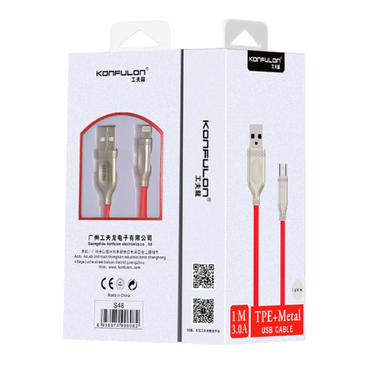 Konfulon S48 Lightning Kablo iphone Uyumlu 1M 3A - Kırmızı