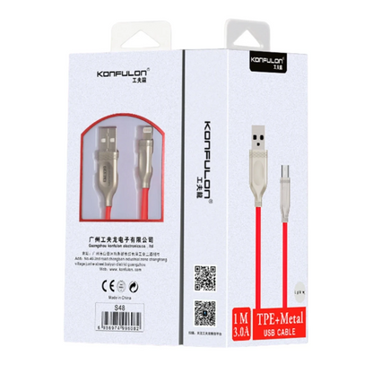 Konfulon S48 Lightning Kablo iphone Uyumlu 1M 3A - Kırmızı