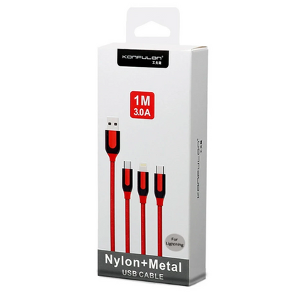 Konfulon S51 Lightning Kablo iphone Uyumlu 1M 3A - Kırmızı