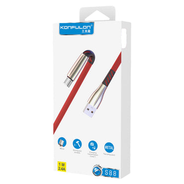 Konfulon S88 Metal Uçlu Micro USB Kablo 1M 2.4A
