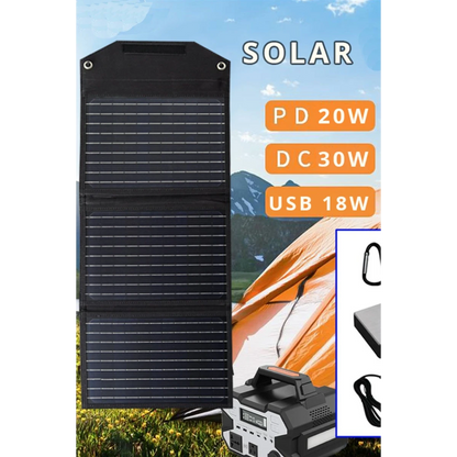Konfulon SH-03 30W Hızlı Şarj Taşınabilir Güneş Enerji Paneli Şarj İstasyonu - Siyah