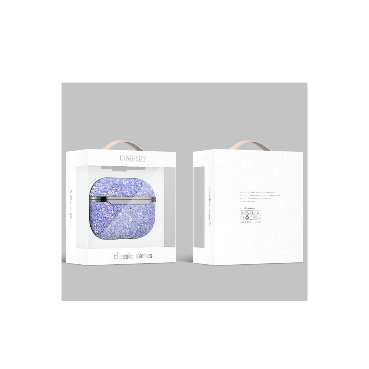 Onegif Apple Airpods Pro 2 (2.nesil) Bright Simli Airpods Kapak - Pembe