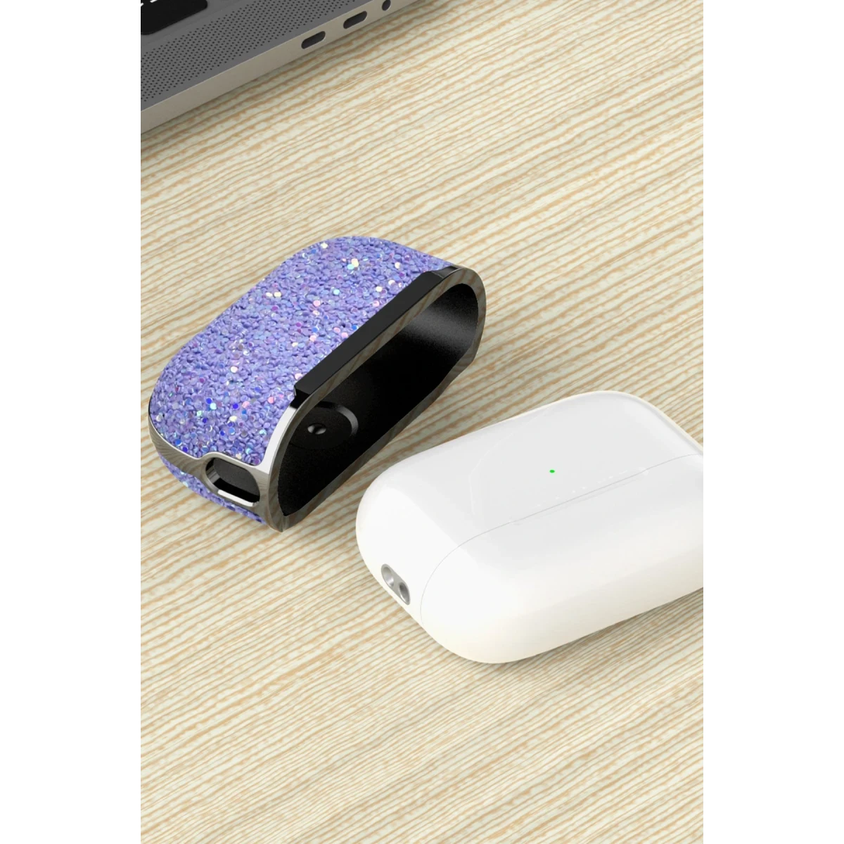 Onegif Apple Airpods Pro 2 (2.nesil) Bright Simli Airpods Kapak - Siyah