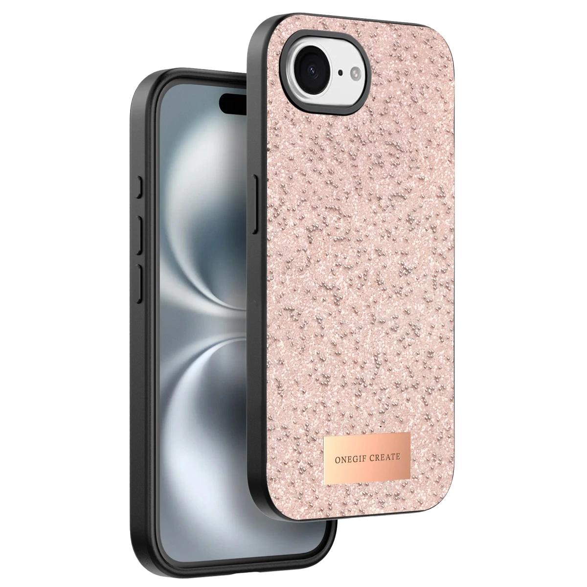 Onegif Apple iPhone 16E Bright Simli Kapak - Pembe