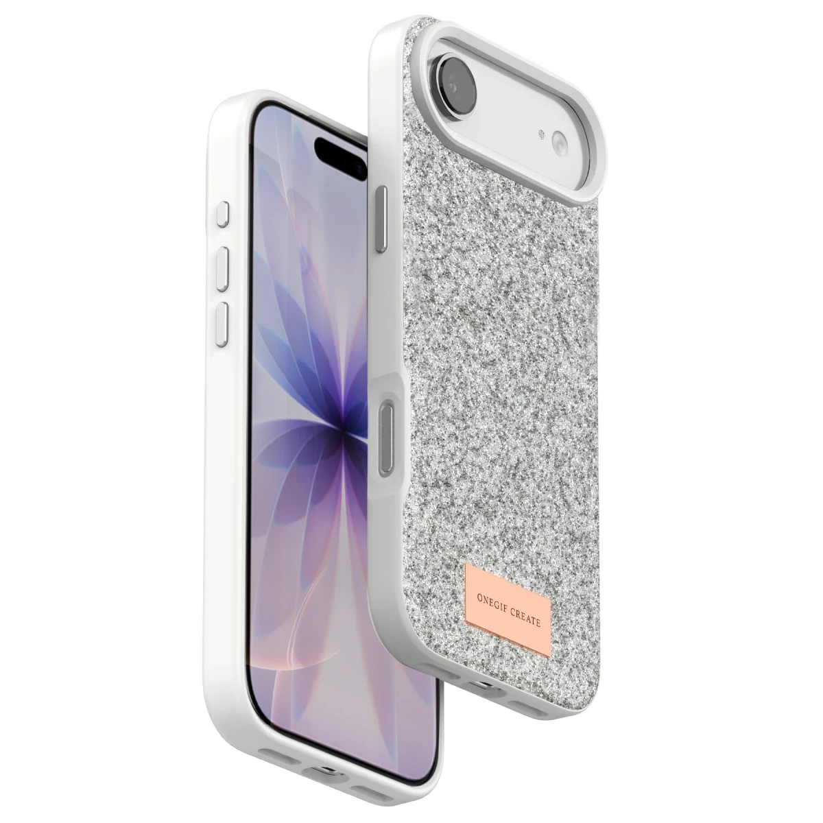 Onegif Apple iPhone 17 Air Bright Simli Kapak - Beyaz