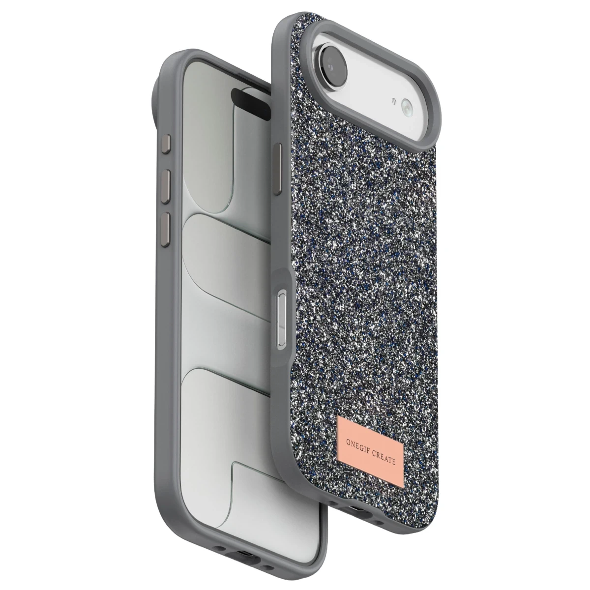 Onegif Apple iPhone 17 Air Bright Simli Kapak - Gümüş