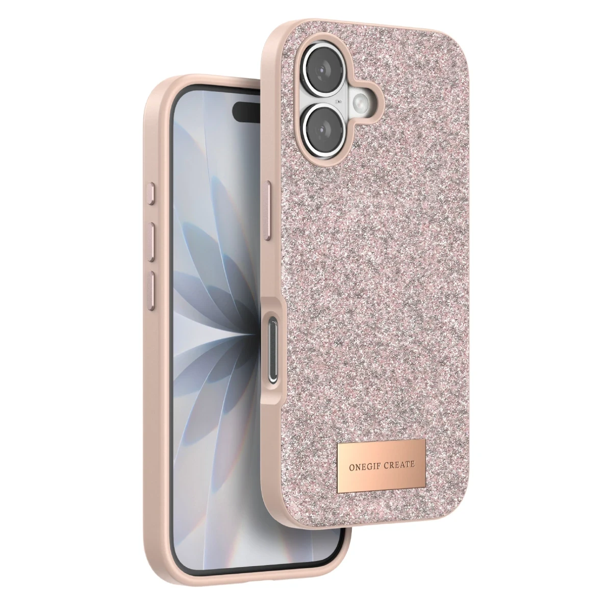 Onegif Apple iPhone 17 Bright Simli Kapak - Pembe
