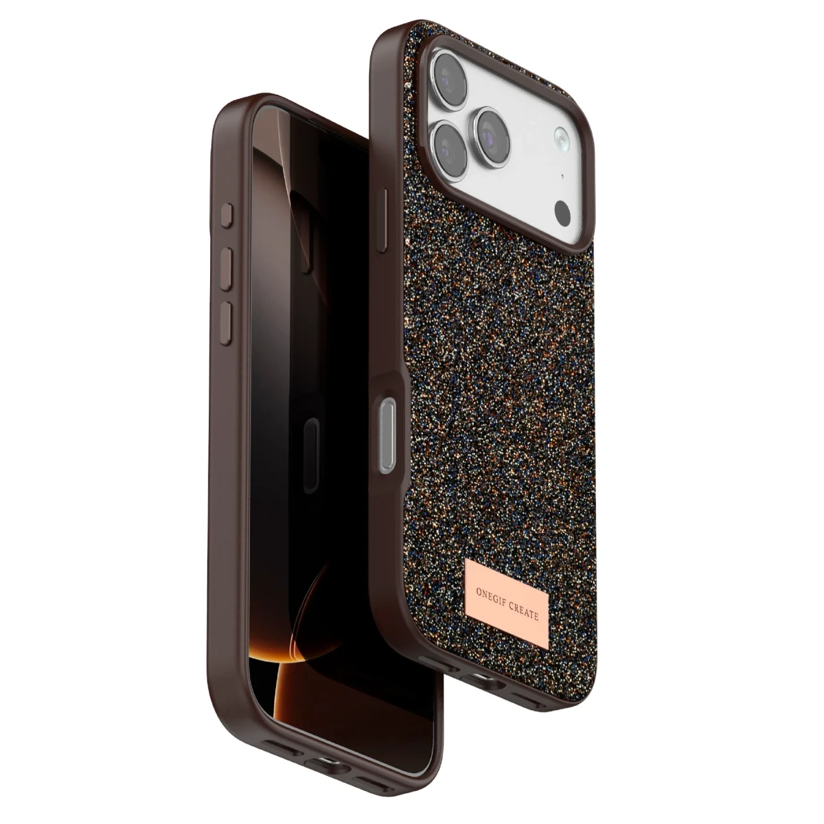 Onegif Apple iPhone 17 Pro Bright Simli Kapak - Gold