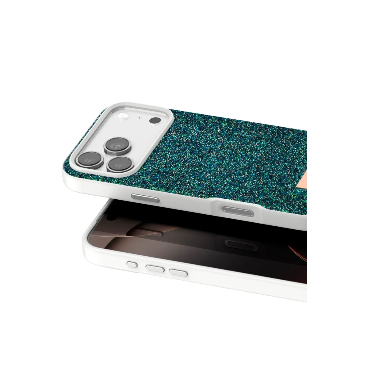 Onegif Apple iPhone 17 Pro Bright Simli Kapak - Koyu Yeşil
