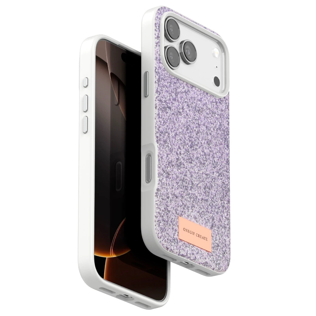Onegif Apple iPhone 17 Pro Bright Simli Kapak - Lila