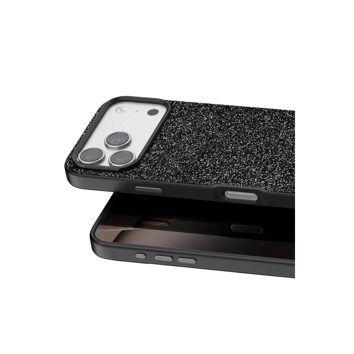 Onegif Apple iPhone 17 Pro Bright Simli Kapak - Siyah
