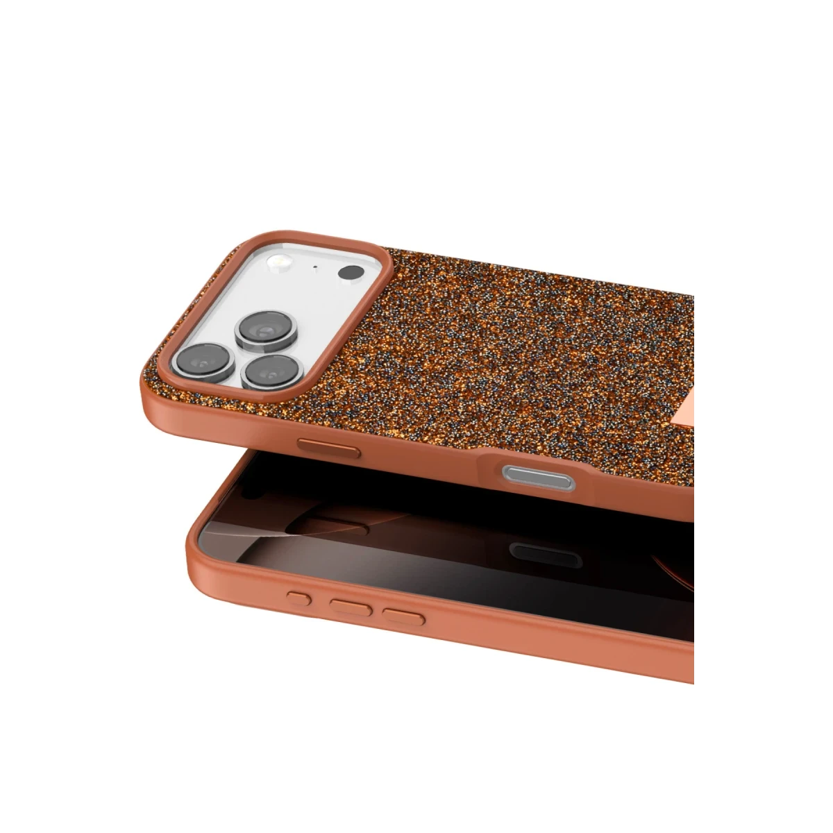 Onegif Apple iPhone 17 Pro Bright Simli Kapak - Turuncu