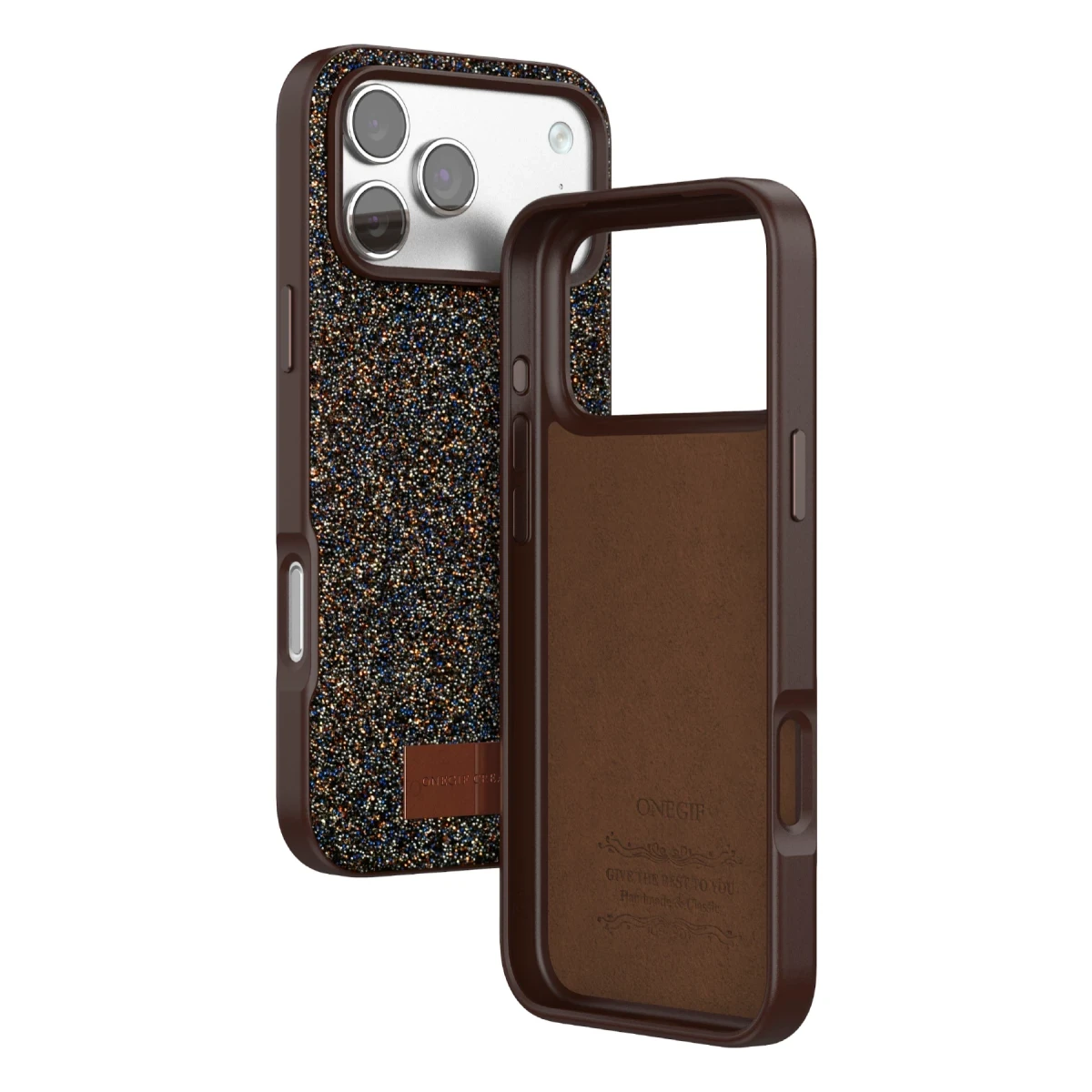 Onegif Apple iPhone 17 Pro Max Bright Simli Kapak - Gold