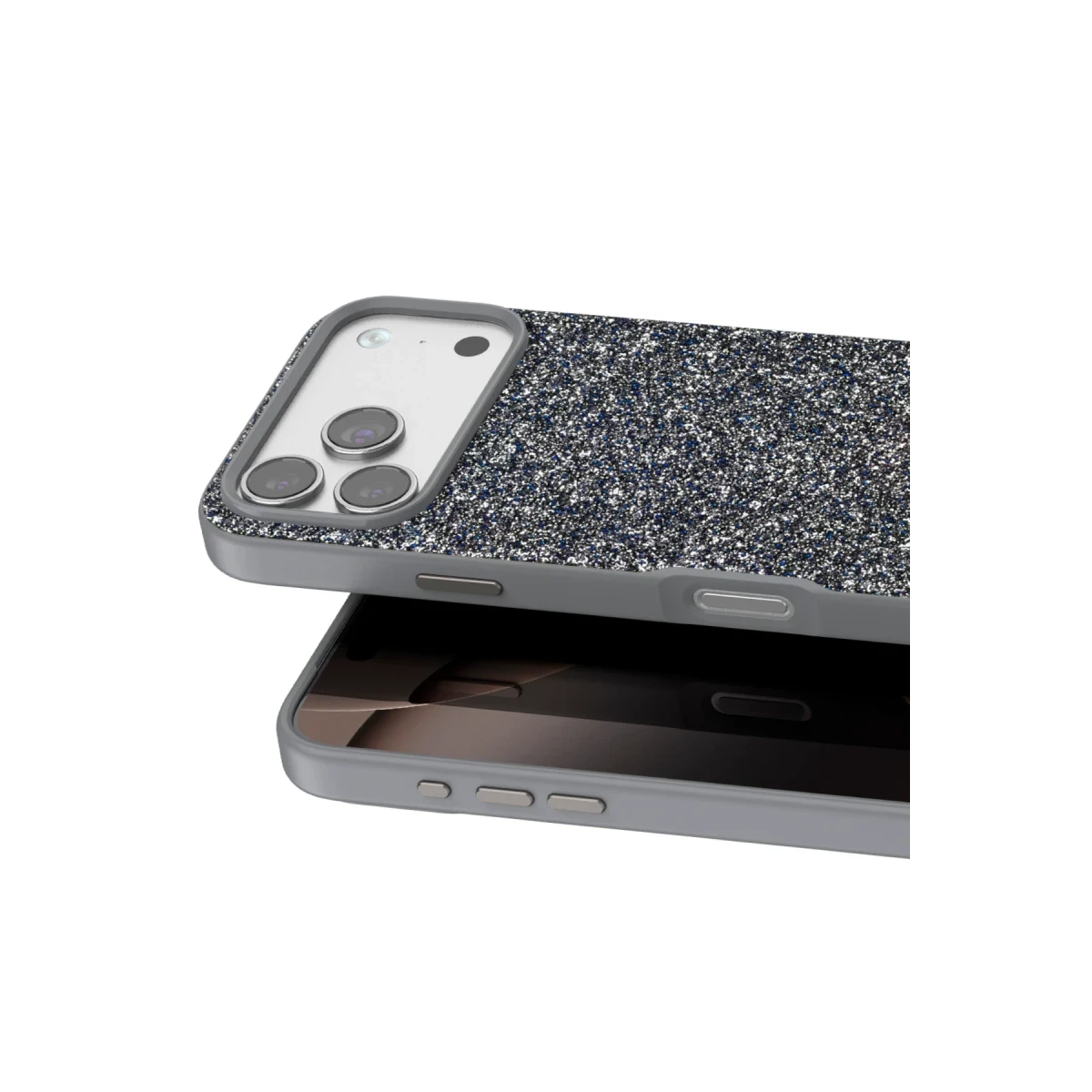 Onegif Apple iPhone 17 Pro Max Bright Simli Kapak - Gümüş