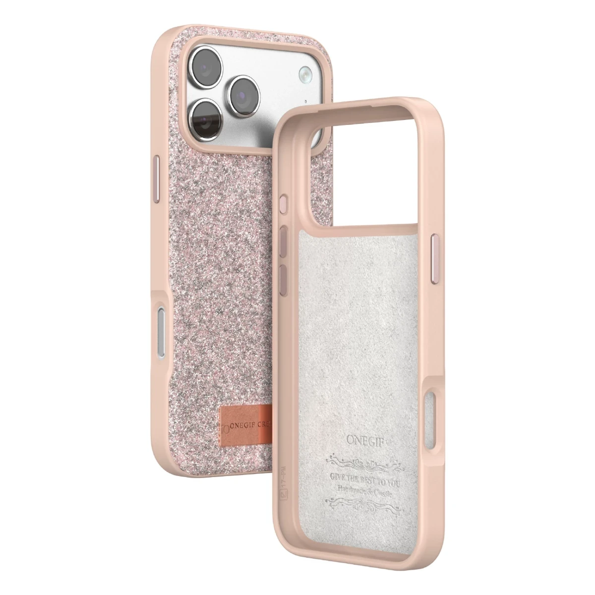 Onegif Apple iPhone 17 Pro Max Bright Simli Kapak - Pembe