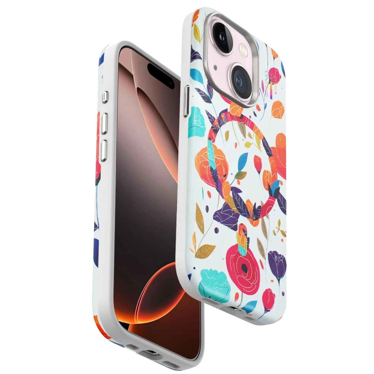 Onegif Apple iPhone 14 Flower Series Magsafe Kapak - Beyaz