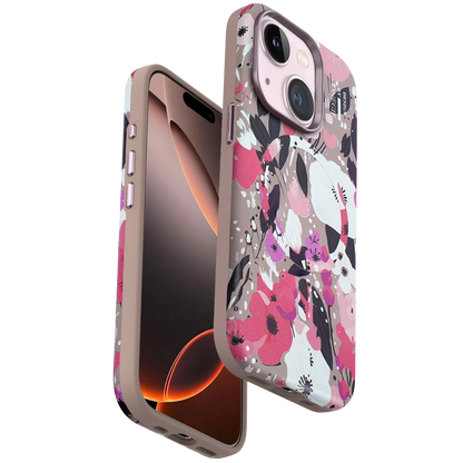 Onegif Apple iPhone 14 Flower Series Magsafe Kapak - Pembe