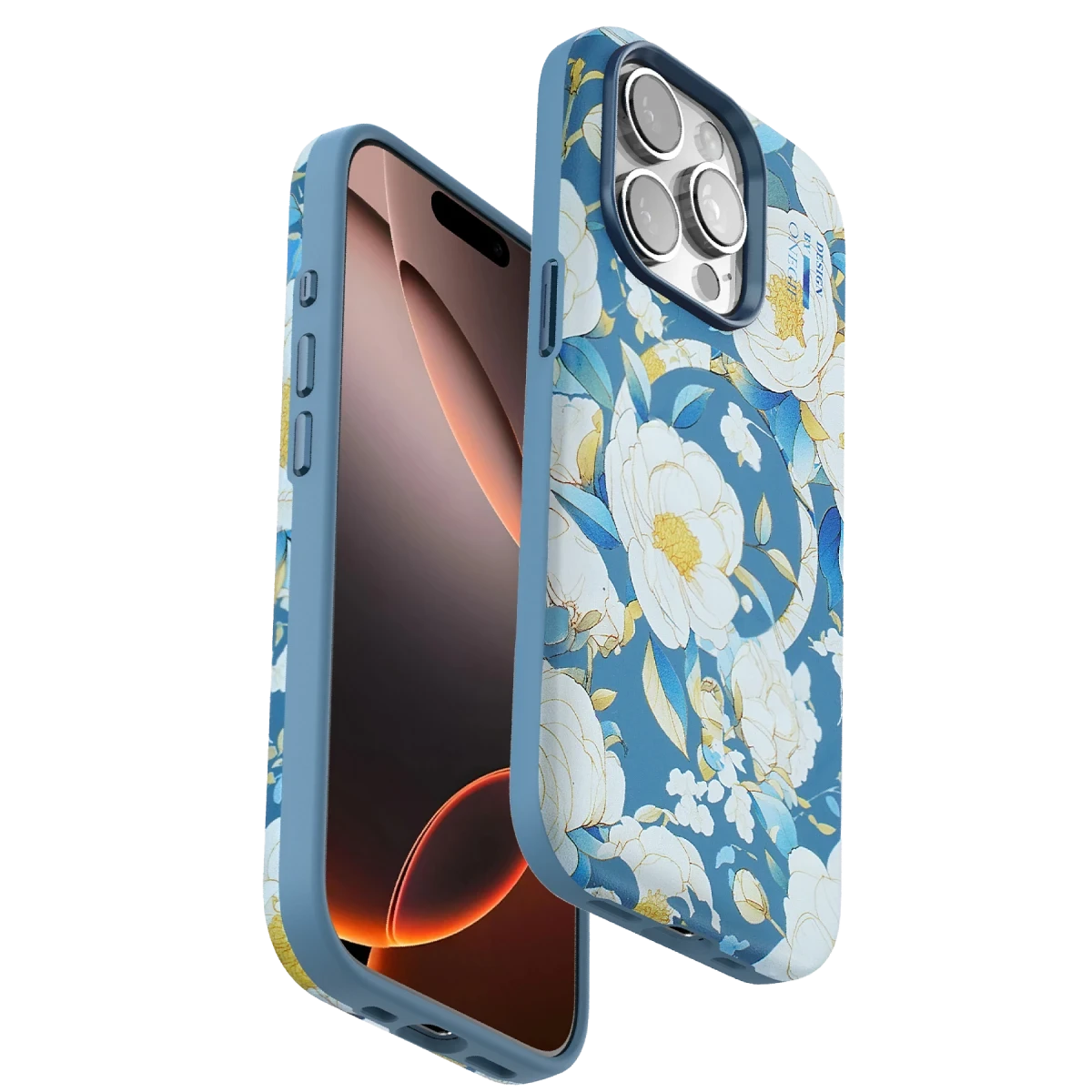 Onegif Apple iPhone 14 Pro Flower Series Magsafe Kapak - Mavi