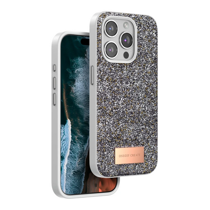 Onegif Apple iPhone 14 Pro Max Bright Simli Kapak - Gümüş