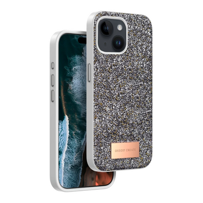 Onegif Apple iPhone 15 Bright Simli Kapak - Gümüş