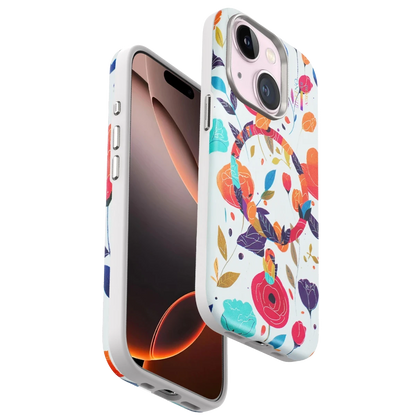 Onegif Apple iPhone 15 Flower Series Magsafe Kapak - Beyaz