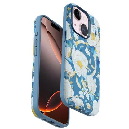Onegif Apple iPhone 15 Plus Flower Series Magsafe Kapak - Mavi