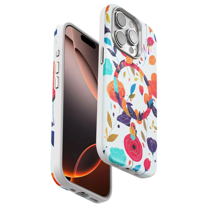 Onegif Apple iPhone 15 Pro Max Flower Series Magsafe Kapak - Beyaz