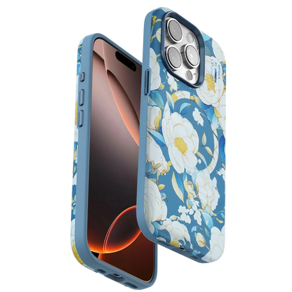 Onegif Apple iPhone 15 Pro Max Flower Series Magsafe Kapak - Mavi