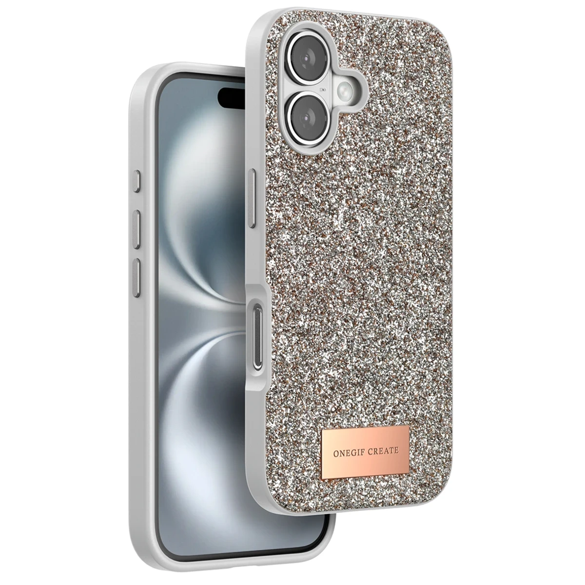 Onegif Apple iPhone 16 Bright Simli Kapak - Gold