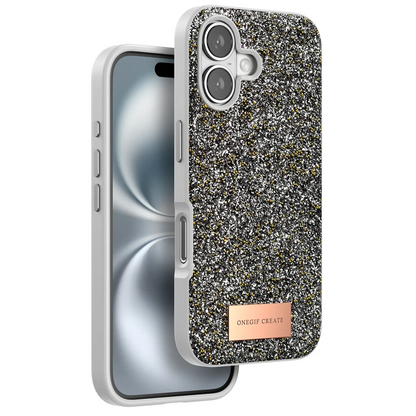 Onegif Apple iPhone 16 Bright Simli Kapak - Gümüş