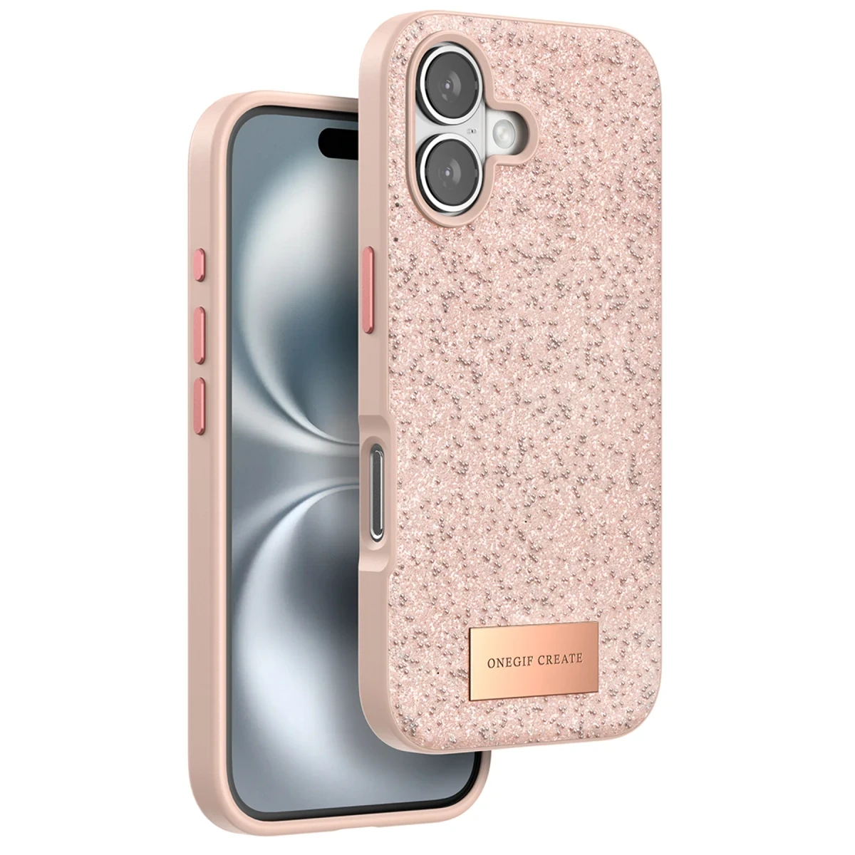Onegif Apple iPhone 16 Bright Simli Kapak - Pembe