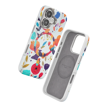 Onegif Apple iPhone 16 Flower Series Magsafe Kapak - Beyaz