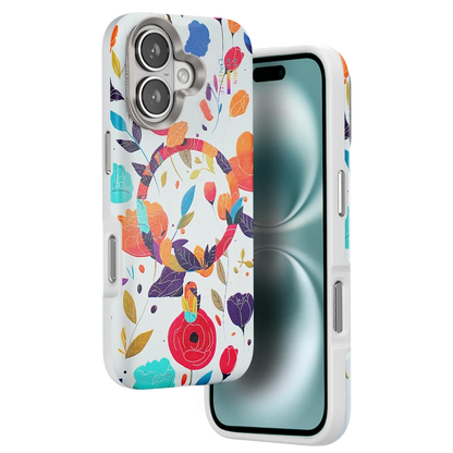 Onegif Apple iPhone 16 Flower Series Magsafe Kapak - Beyaz
