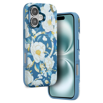 Onegif Apple iPhone 16 Flower Series Magsafe Kapak - Mavi