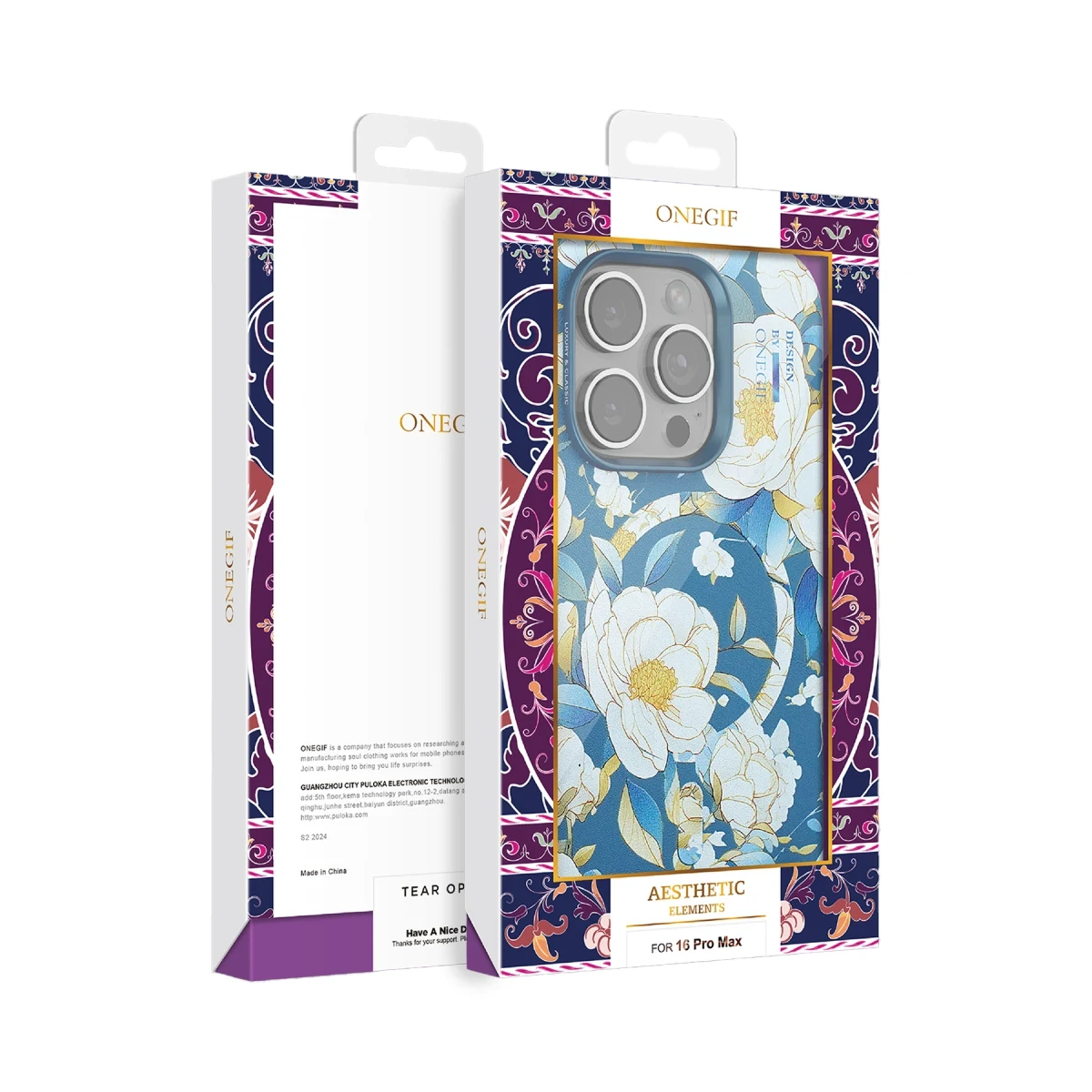 Onegif Apple iPhone 16 Flower Series Magsafe Kapak - Mavi