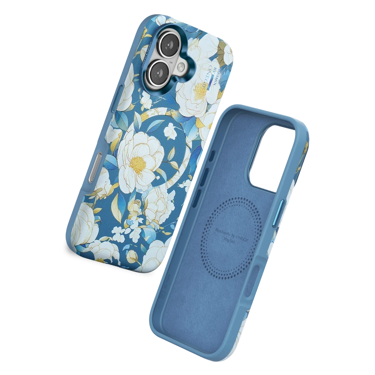 Onegif Apple iPhone 16 Flower Series Magsafe Kapak - Mavi
