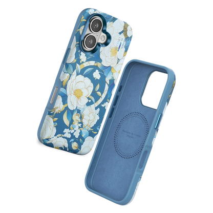 Onegif Apple iPhone 16 Flower Series Magsafe Kapak - Mavi
