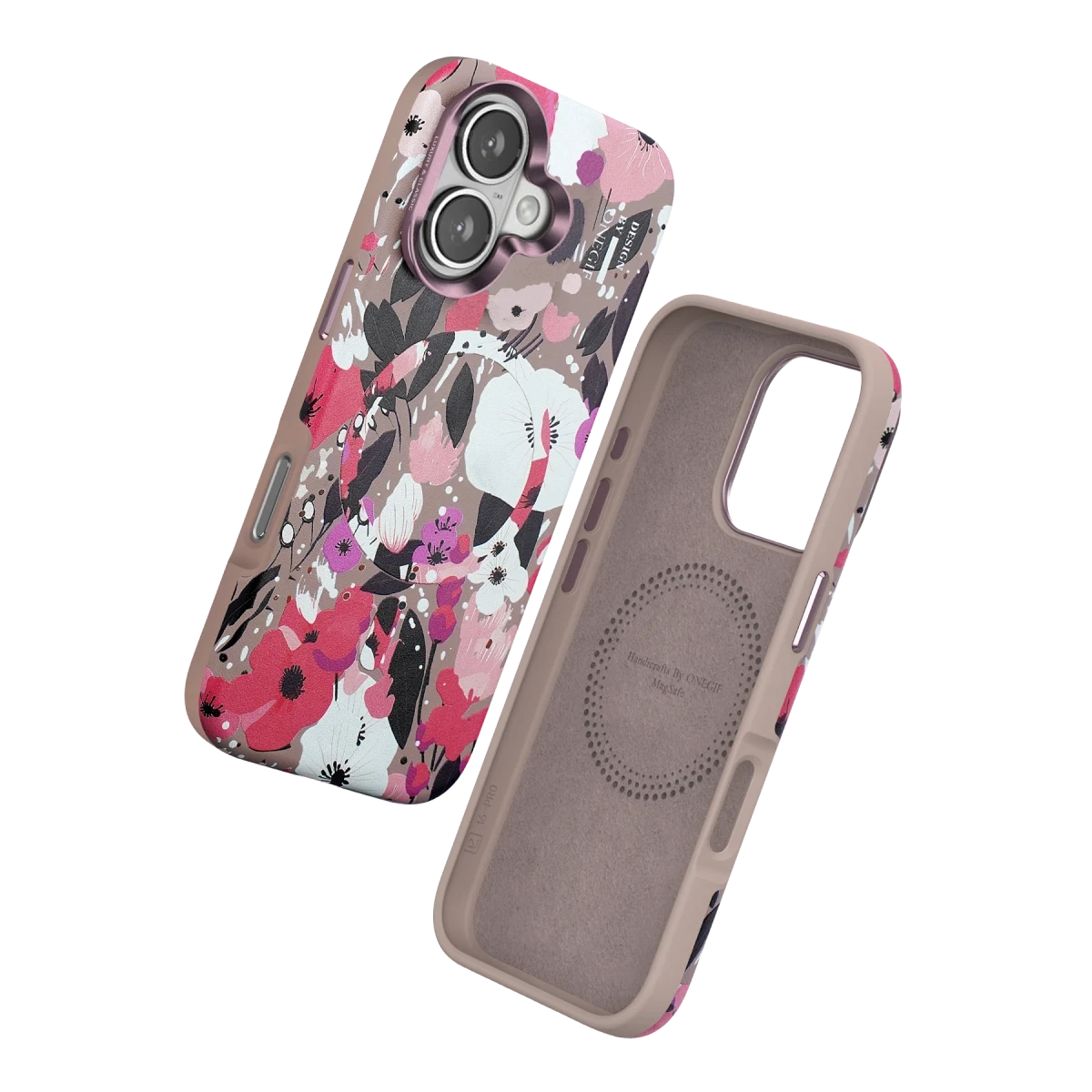 Onegif Apple iPhone 16 Flower Series Magsafe Kapak - Pembe