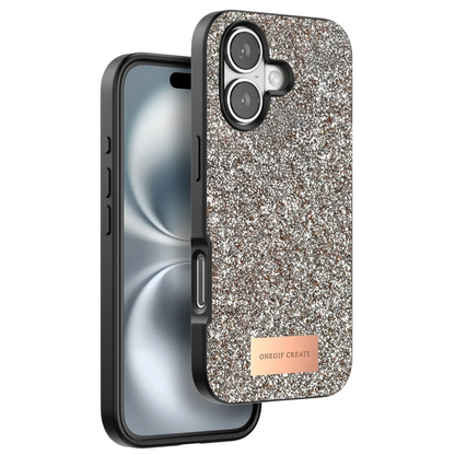 Onegif Apple iPhone 16 Plus Bright Simli Kapak - Gold